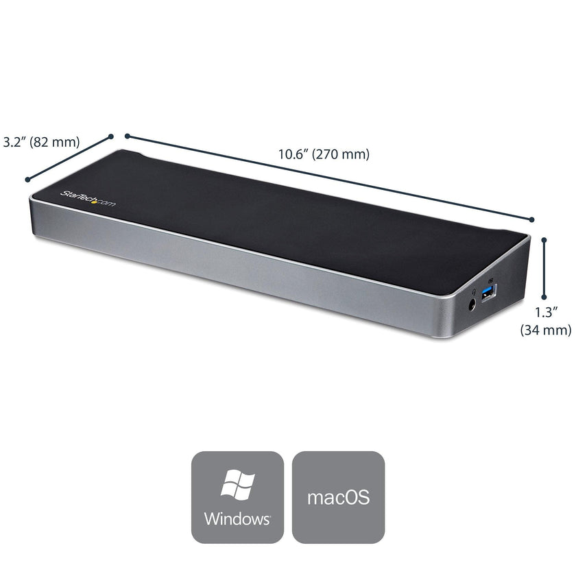StarTech - Docking Station Triple Monitor USB-C HDMI & 4K DisplayPort - 60w Power Delivery-Piece/Mac/Chrome - Black