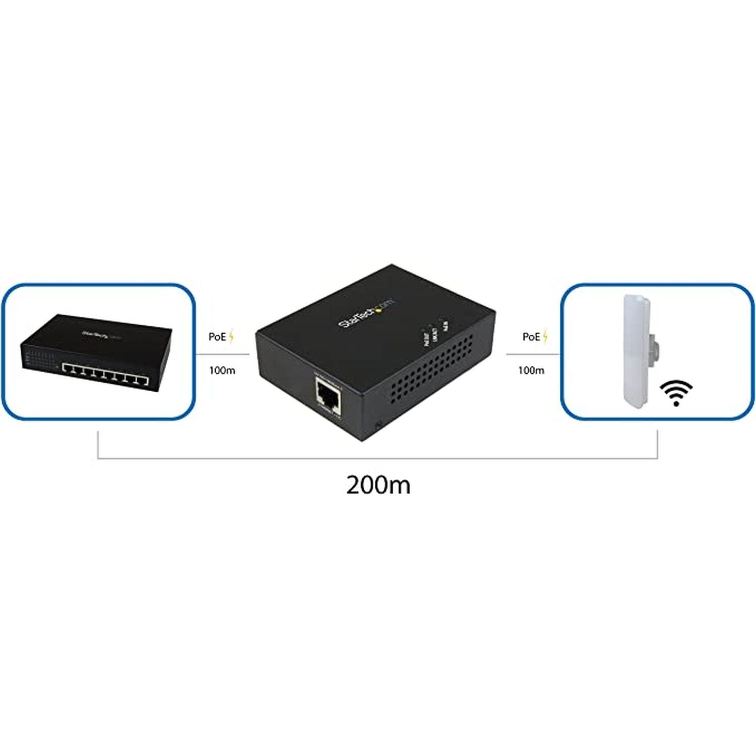StarTech - Network 1 - Port Gigabit PoE+ Extender 330 - Black (POEEXT1GAT)