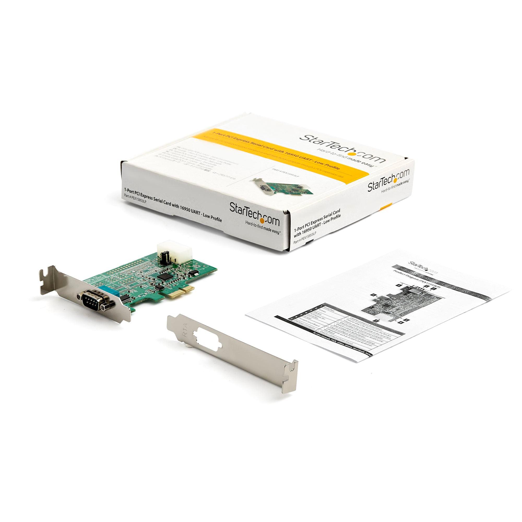 StarTech - Network Serial Adapter Card - 1 - port PCI Express RS232 PCIe to Serial DB9 - 16950 UART - Low Profile