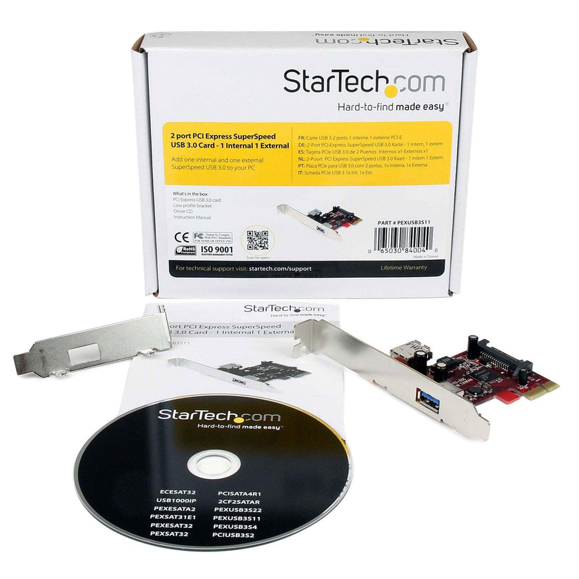 StarTech - PCI Express SuperSpeed USB 30 Card 2 Port with UASP Support - 1internal 1 External