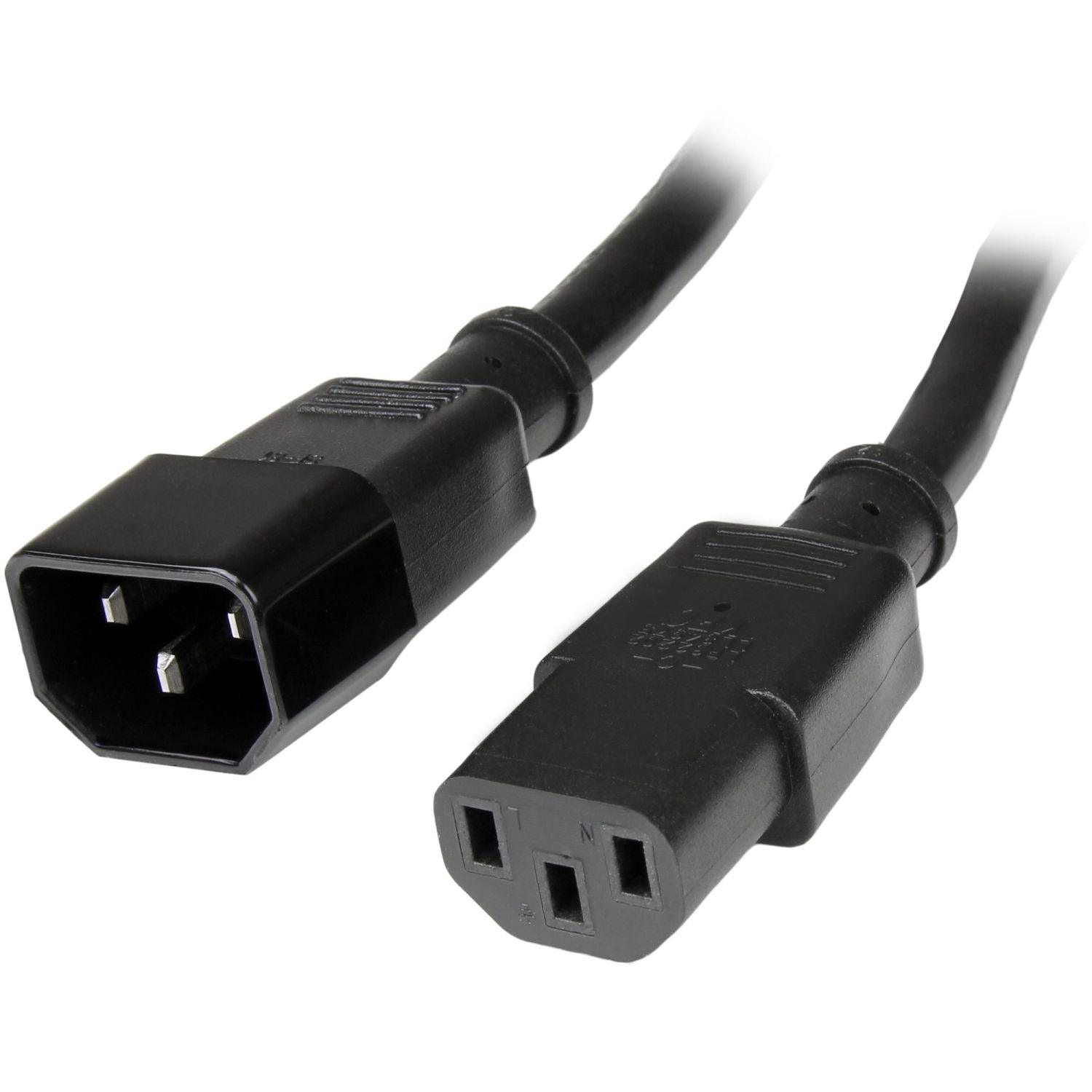 StarTech - Power Cord Heavy Duty Extension 3ft 15A 125V - 14AWG - Black (PXT100143)