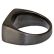 SteelTime Men's Black Stainless Steel Signet Ring with Stone Detail