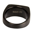 SteelTime Men's Black Stainless Steel Signet Ring with Stone Detail