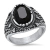 SteelTime Men's Stainless Steel Gothic Simulated Black Diamond Ring