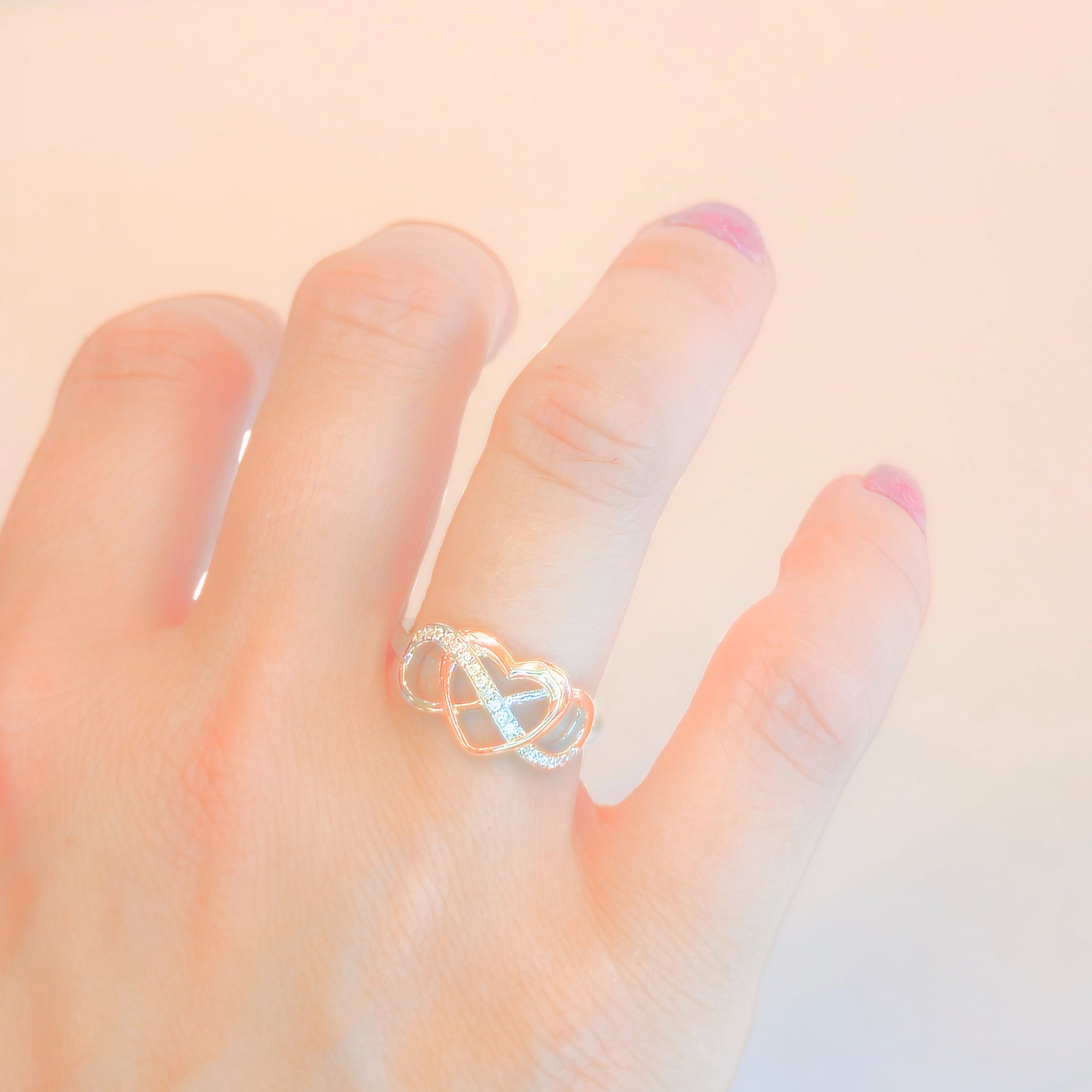 Sterling Silver Rose Gold Infinity Heart Ring