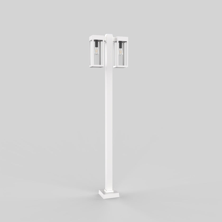 Poteau d’aluminium carré de 3’’ avec base soudée pour 2 têtes à 180°
