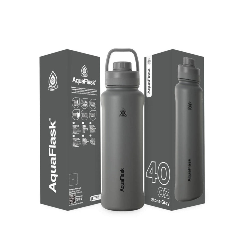 AquaFlask 1080ml (40oz) Stainless Steel Water Bottle with Sports Lid – Hot & Cold, Leakproof, BPA-Free