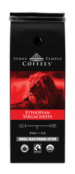 Ethiopian Yirgacheffe - Whole Bean, Medium Roast, Certified Organic OCIA/ Fairtrade Coffee 1lb/454g
