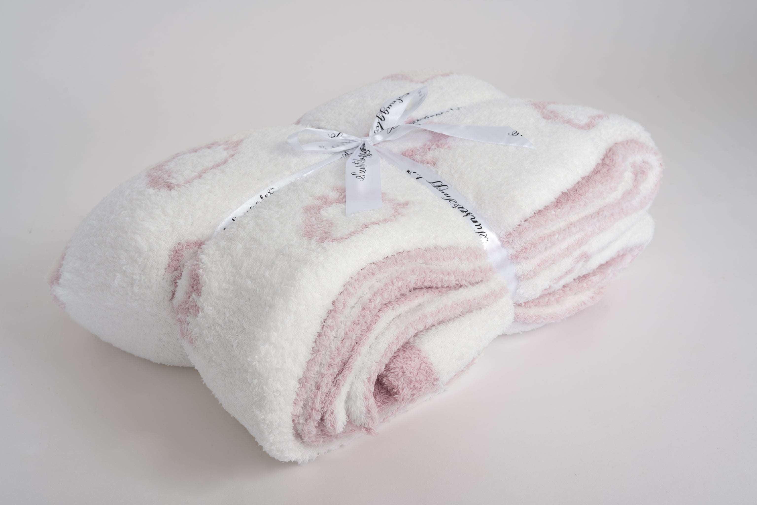 Rose Pink & White Strawberry Milkshake Extended Throw Blanket