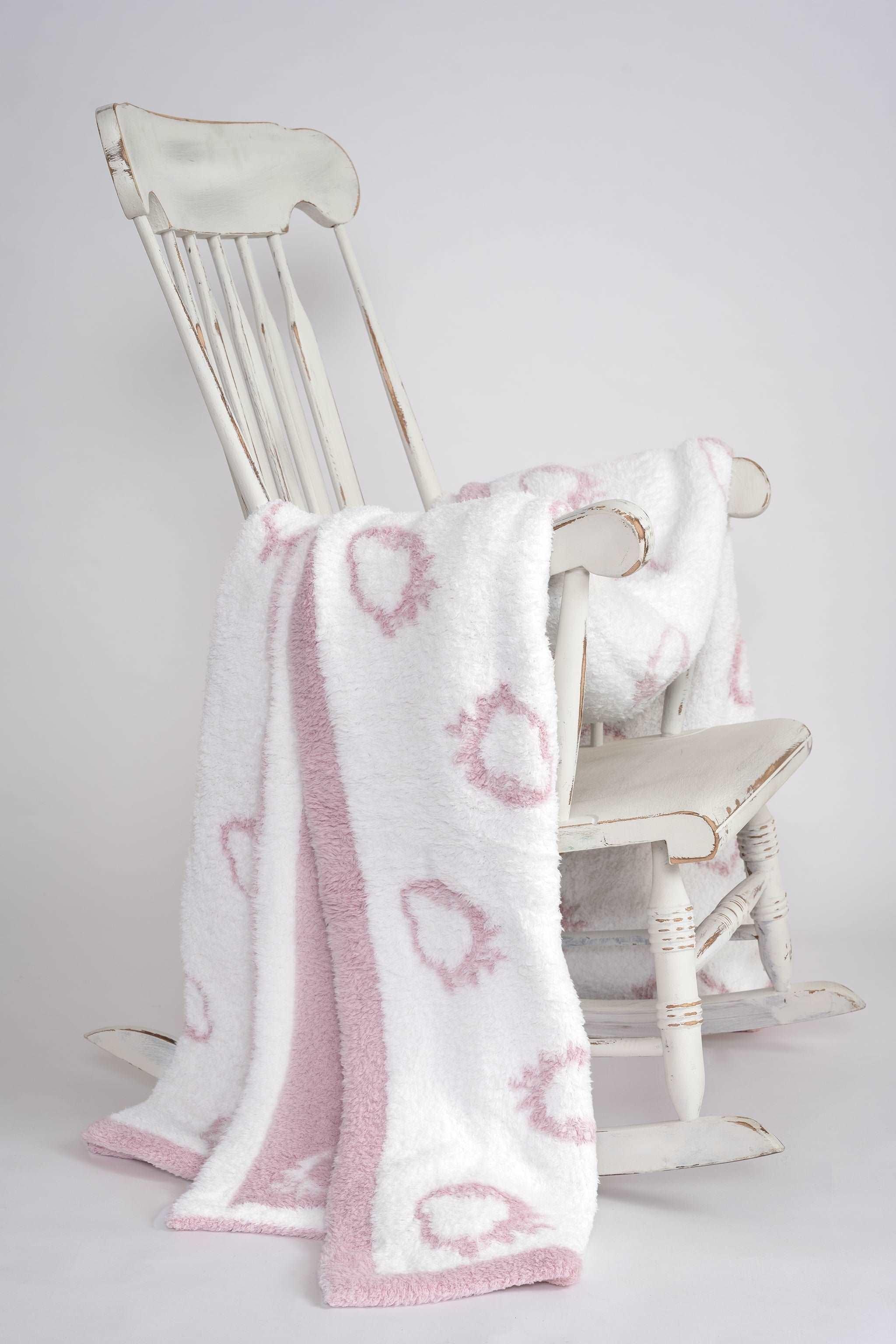 Rose Pink & White Strawberry Milkshake Extended Throw Blanket