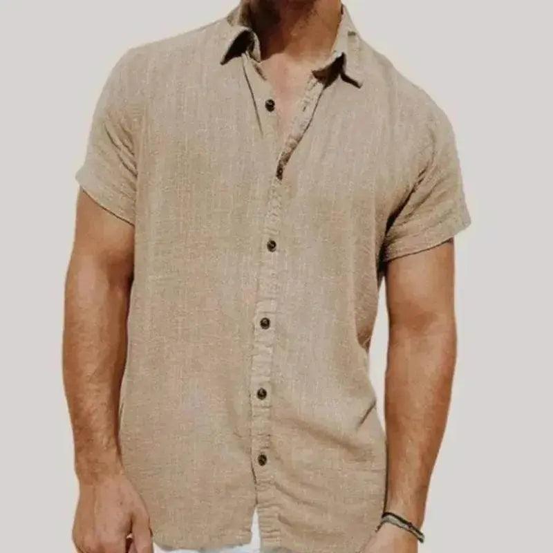 Striped Digital Printing Men's Short-sleeved Shirt