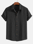 Striped Digital Printing Men's Short-sleeved Shirt