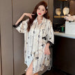 Striped Shirt Dress Short Sleeve Plus Size Loose Pajamas For Women