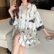 Striped Shirt Dress Short Sleeve Plus Size Loose Pajamas For Women