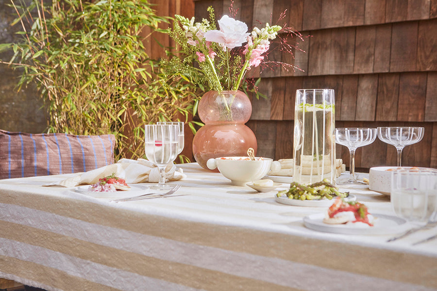 Striped Tablecloth Vanilla - 200x140 cm