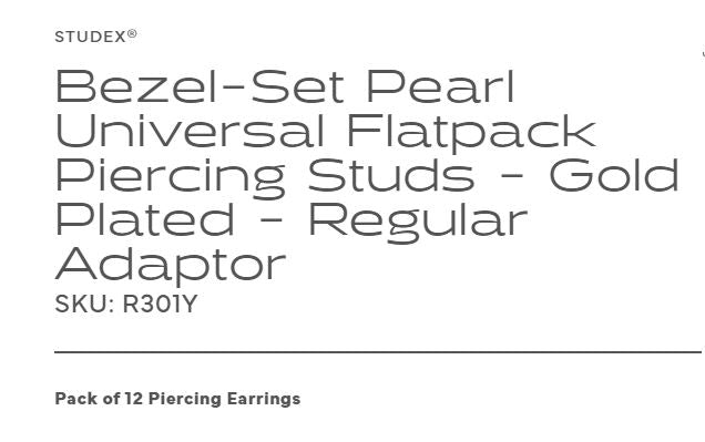 Studex - R301Y White Pearl Bezel Ear Rings Gold 3mm (pair)