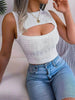 Summer Hollow Out Sleeveless Top Cropped Knitted Tank