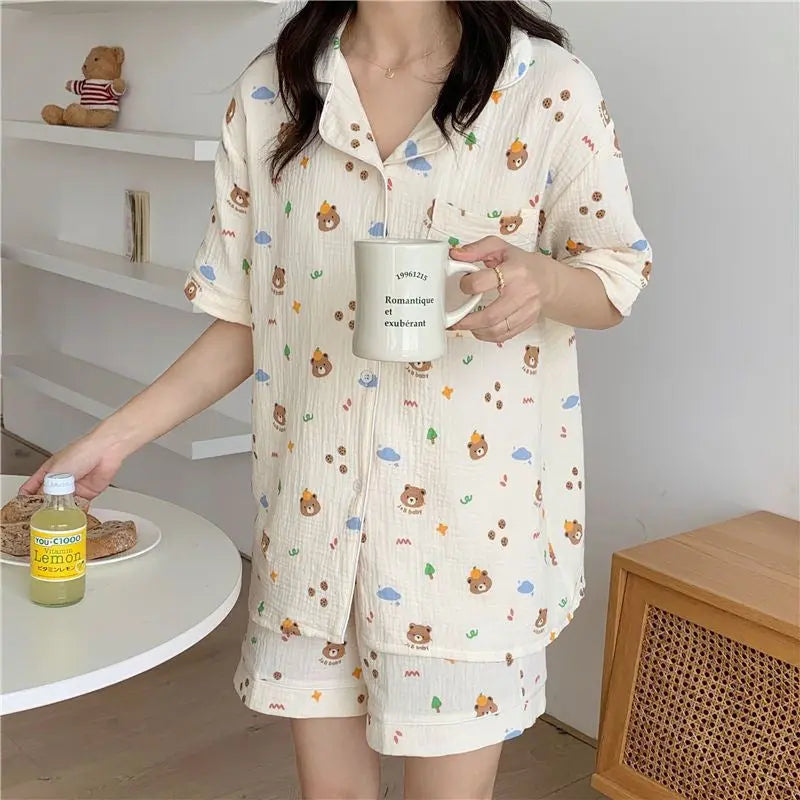 Bubble Cotton Cute Orange Pajamas For Women