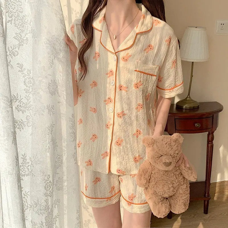Bubble Cotton Cute Orange Pajamas For Women