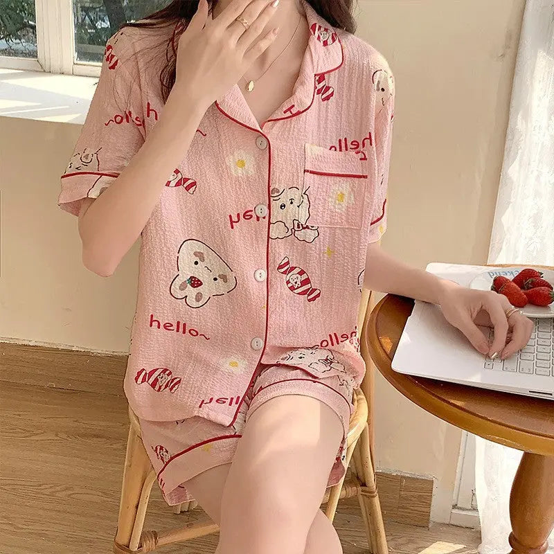 Bubble Cotton Cute Orange Pajamas For Women