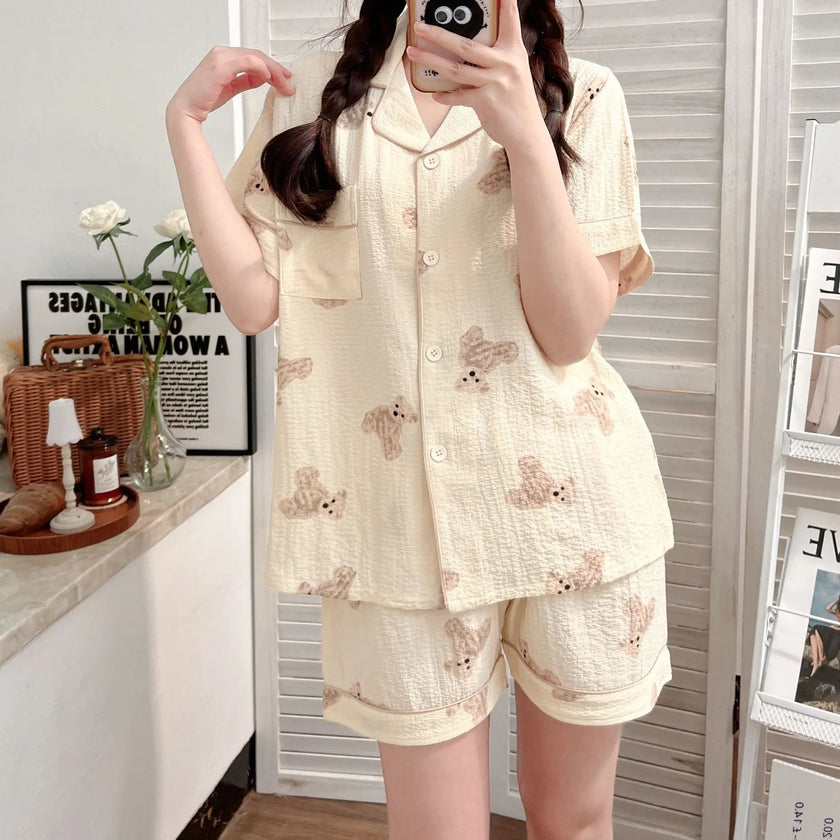 Bubble Cotton Cute Orange Pajamas For Women