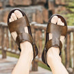 Summer Men's Leather Sandals Plus Size Roman Beach Shoes