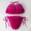 Fox Fur Trim Split Boudoir Lingerie Top