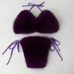 Fox Fur Trim Split Boudoir Lingerie Top