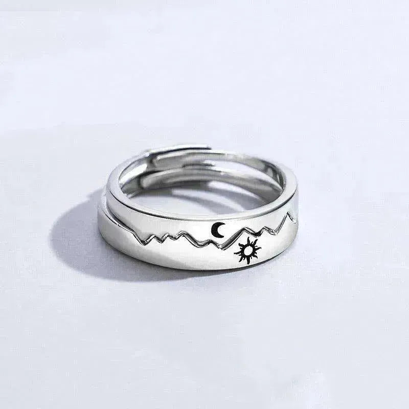 Sun Moon Couple Ring Sterling Silver Luxury Niche Design Sense Ring
