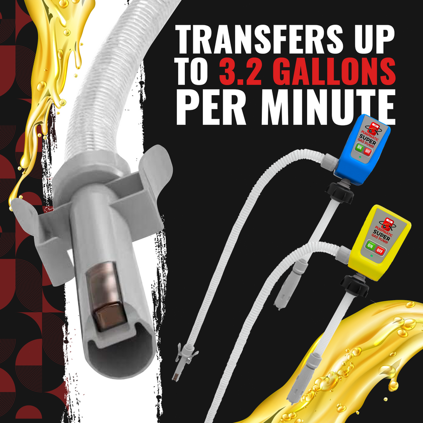 PumpMatic Super Gas Pump Fuel Transfer Pump for Gas, Diesel, Kerosene + 3 Power Sources w/ 4.25 Ft Hose