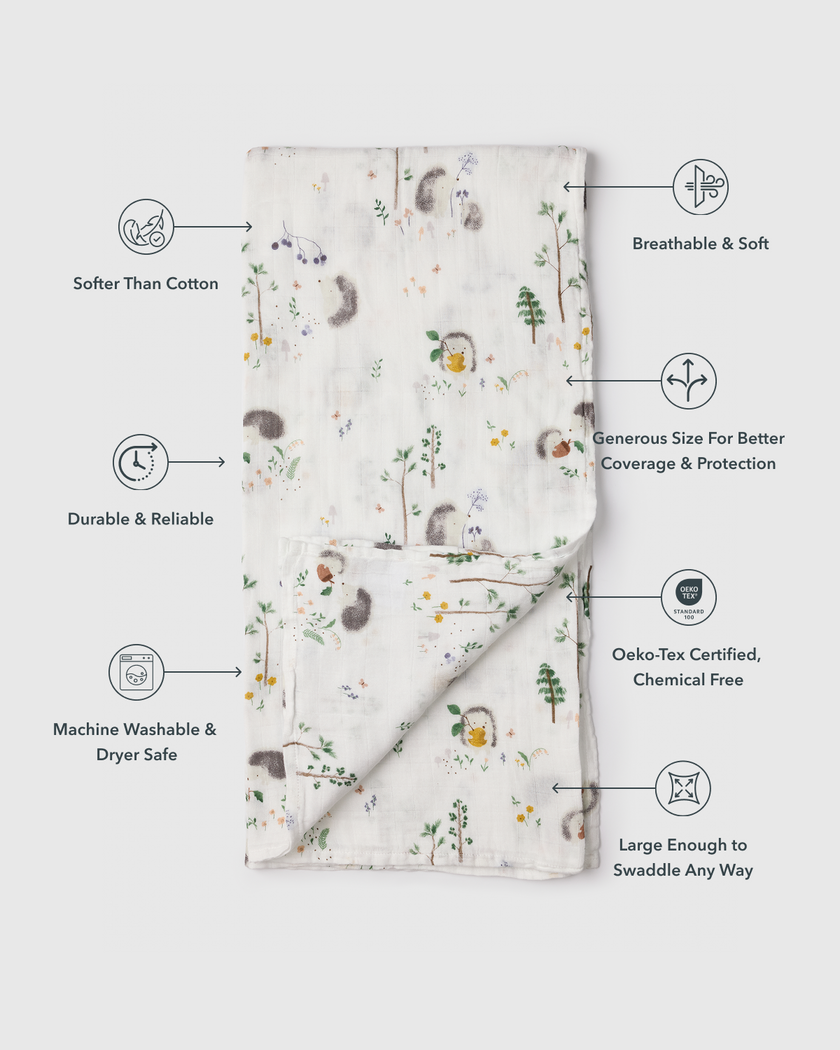Muslin Swaddle - Hedgehogs