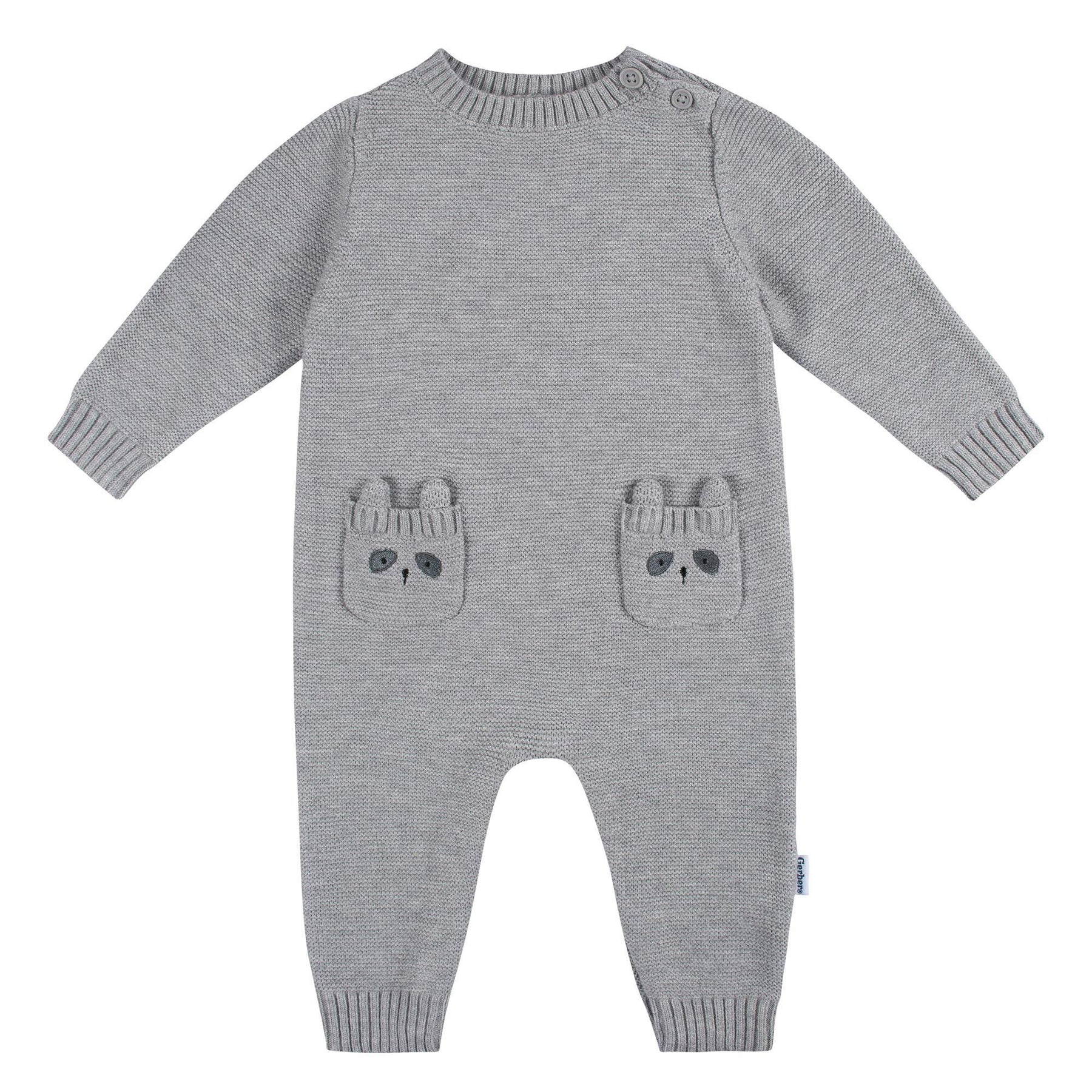 Gerber 1 Pack Sweater Knit Romper - Boy - Raccoon