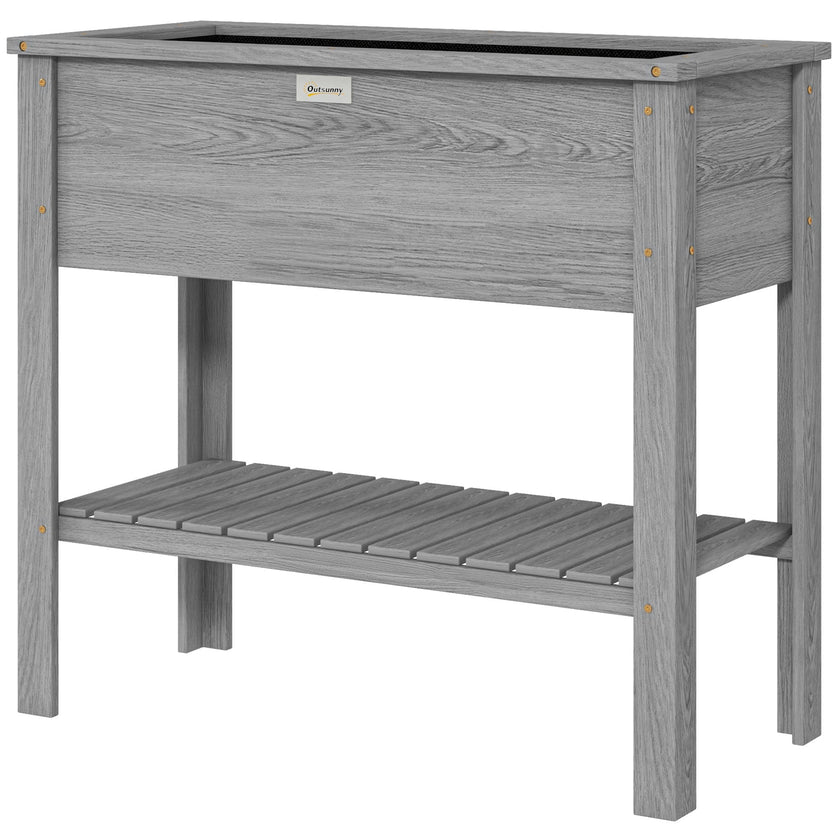 Outsunny Elevated Planter Paradise: Raised Bed Box with Shelf for Flowers, Vegetables, and Planter Box, Drain Holes, 36