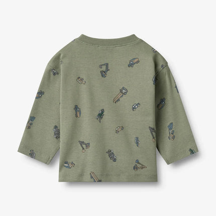 L/S Malthe T-Shirt | Dusty Green Cars | Wheat Kids