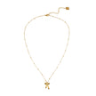 TALIANA Gold : Collier délicat à perles avec pendentif nœud et zircone solitaire – Bijou élégant pour tous les jours