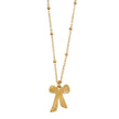 TALIANA Gold : Collier délicat à perles avec pendentif nœud et zircone solitaire – Bijou élégant pour tous les jours