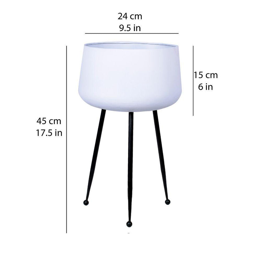 Tara - White Planter With Black Legs
