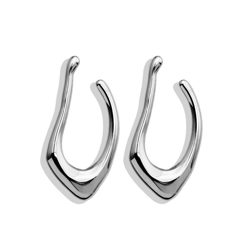TARAJI Abstract Shaped Hoop Earrings in Silver