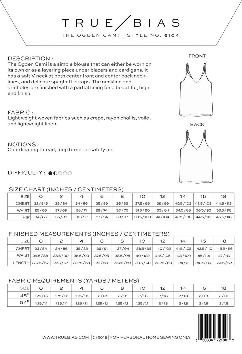 Ogden Cami Pattern by True Bias
