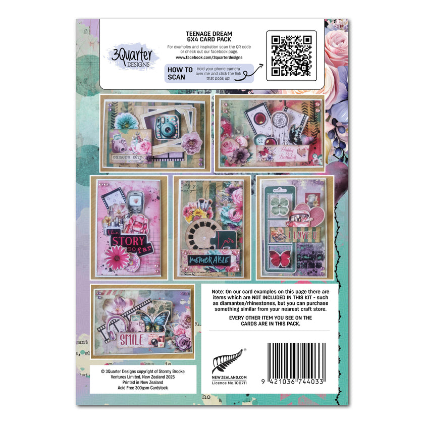 3Quarter Designs Teenage Dream 6x4 Card Pack