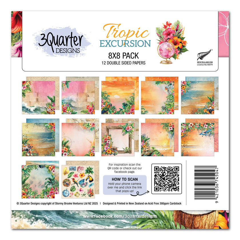 3Quarter Designs Tropic Excursion 8x8 Paper Pack