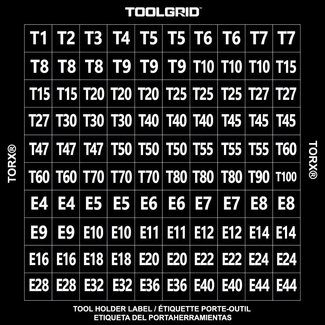 Étiquettes d'identification des outils et des clips Toolgrid®