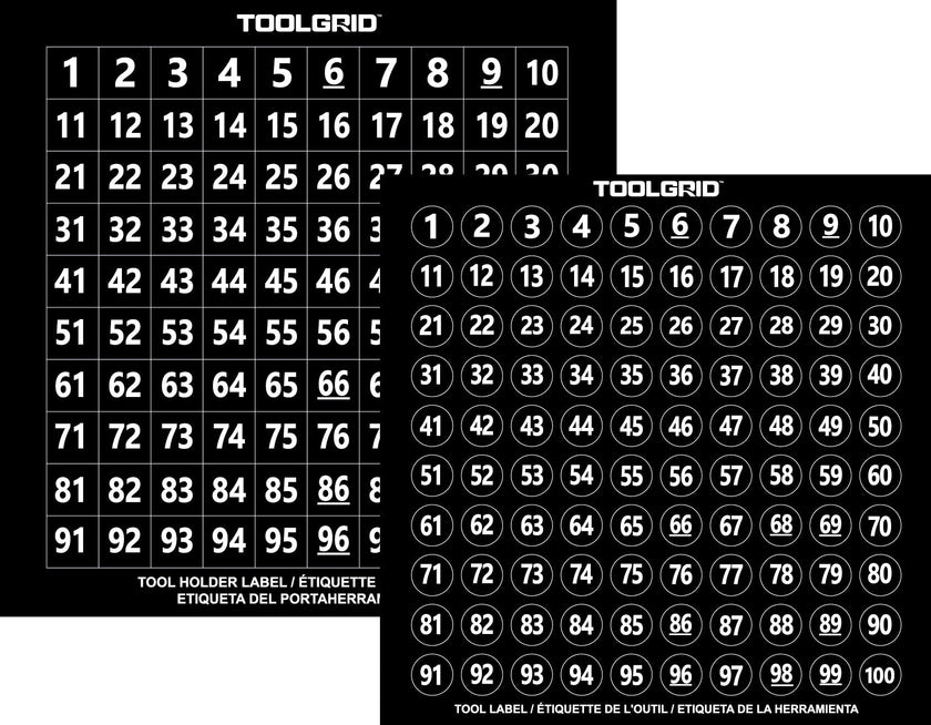 Étiquettes d'identification des outils et des clips Toolgrid®