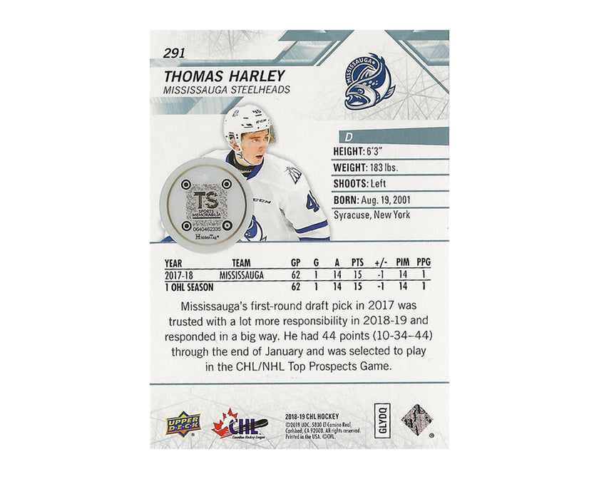 Thomas Harley Autographed 2019-20 Upper Deck CHL #291 Hockey Card
