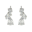 THEOLA : Boucles d'oreilles créoles en forme de pile de trois moissanites, effet éclatant, en or blanc argenté.