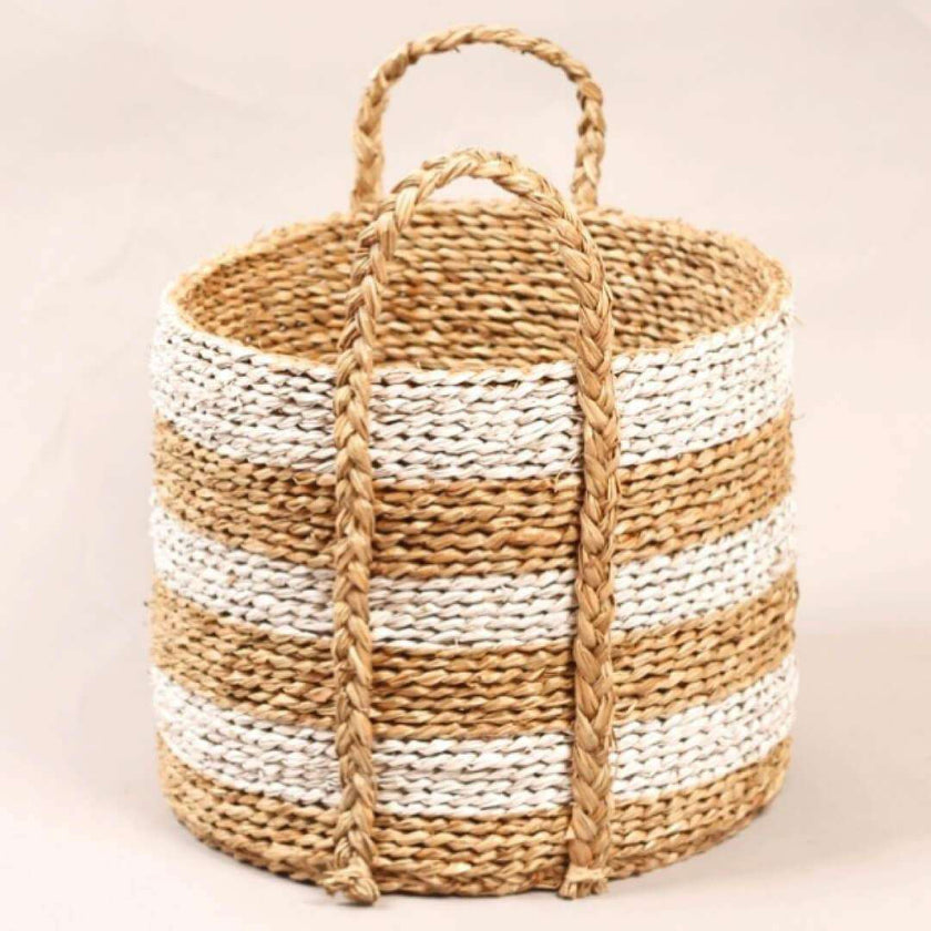 Tom - Seagrass Planter With White Stripes
