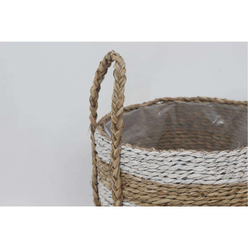 Tom - Seagrass Planter With White Stripes