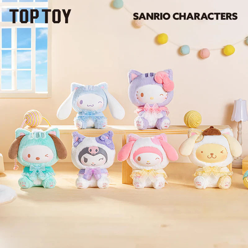 Sanrio Characters Play With Kittens Series Plush Keychains Blind Box (1 Random Box)