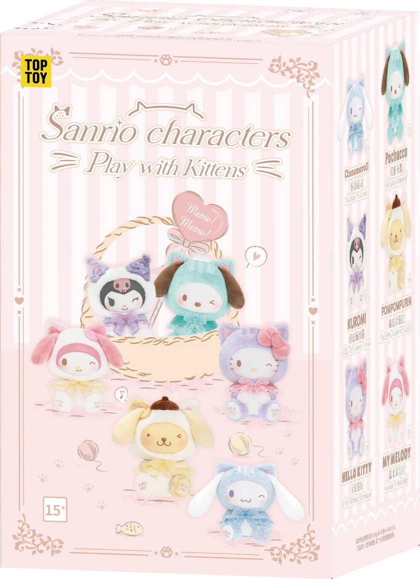 Sanrio Characters Play With Kittens Series Plush Keychains Blind Box (1 Random Box)
