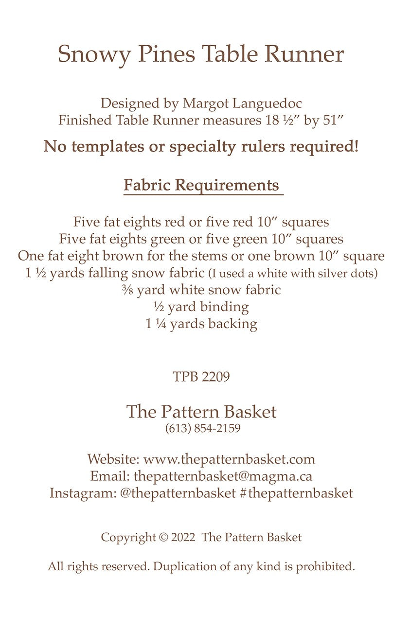 The Pattern Basket - Snowy Pines Table Runner